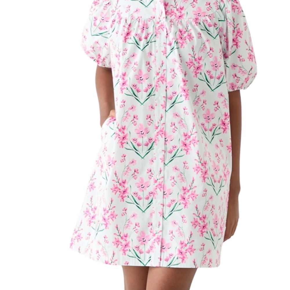crown & ivy White Mini Dress with Pink Floral Print